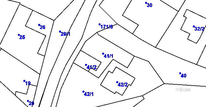 Parcela st. 41/1 v KÚ Držkovice, Katastrální mapa