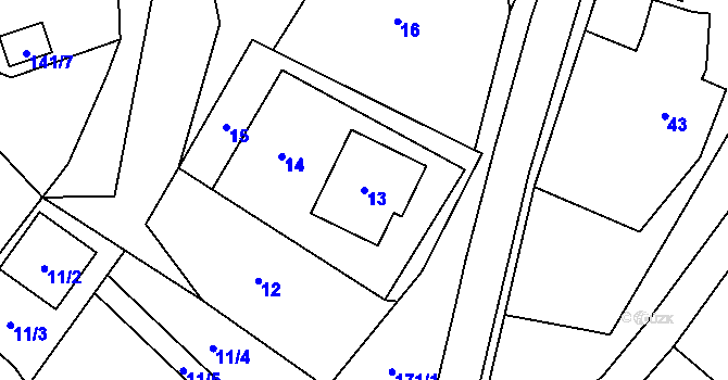 Parcela st. 13 v KÚ Držkovice, Katastrální mapa