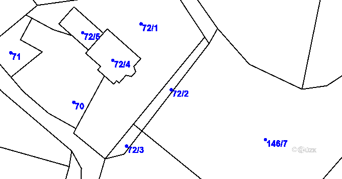 Parcela st. 72/2 v KÚ Držkovice, Katastrální mapa