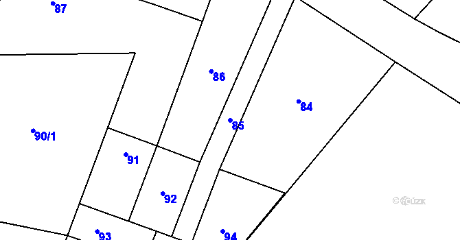 Parcela st. 85 v KÚ Držkovice, Katastrální mapa