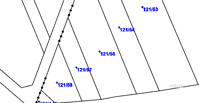 Parcela st. 121/56 v KÚ Držkovice, Katastrální mapa
