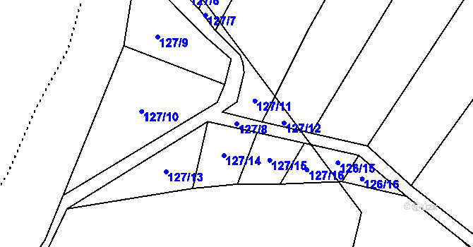 Parcela st. 127/8 v KÚ Držkovice, Katastrální mapa