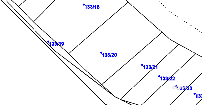 Parcela st. 133/20 v KÚ Držkovice, Katastrální mapa