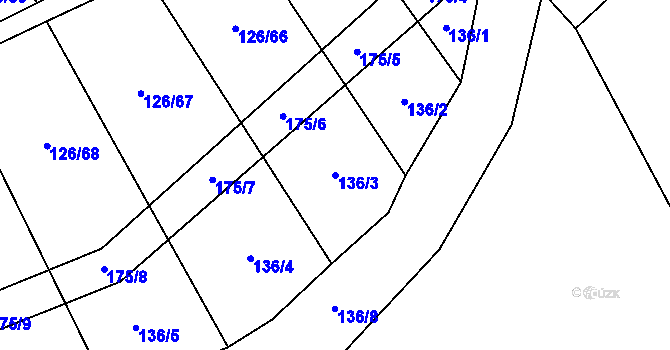 Parcela st. 136/3 v KÚ Držkovice, Katastrální mapa