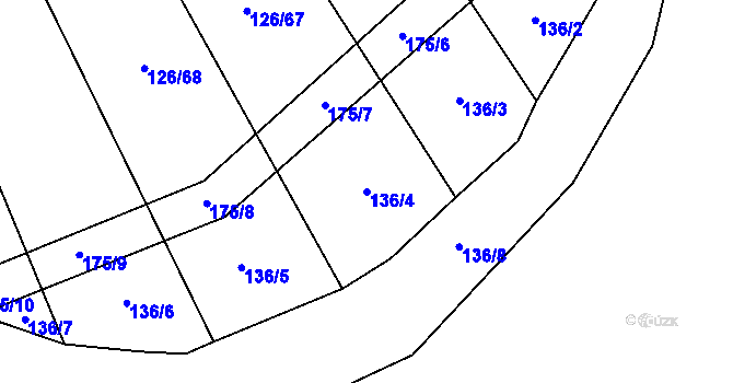 Parcela st. 136/4 v KÚ Držkovice, Katastrální mapa