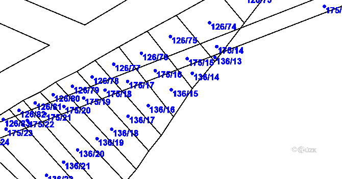 Parcela st. 136/15 v KÚ Držkovice, Katastrální mapa