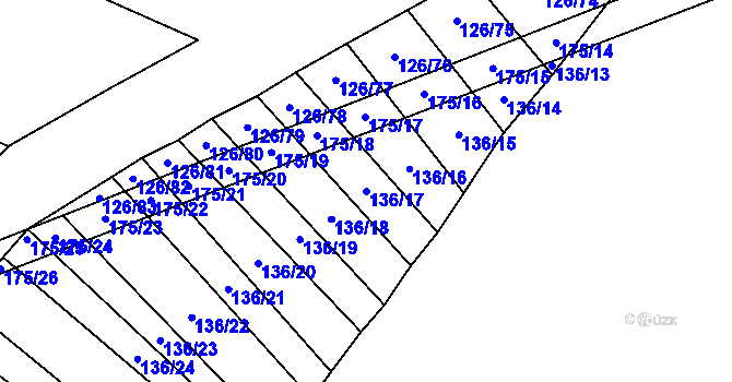 Parcela st. 136/17 v KÚ Držkovice, Katastrální mapa