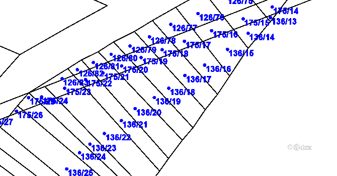 Parcela st. 136/18 v KÚ Držkovice, Katastrální mapa