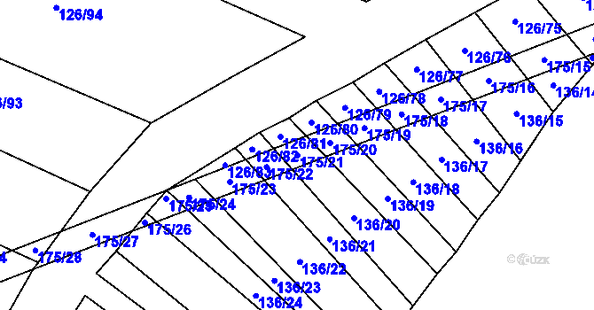 Parcela st. 175/21 v KÚ Držkovice, Katastrální mapa
