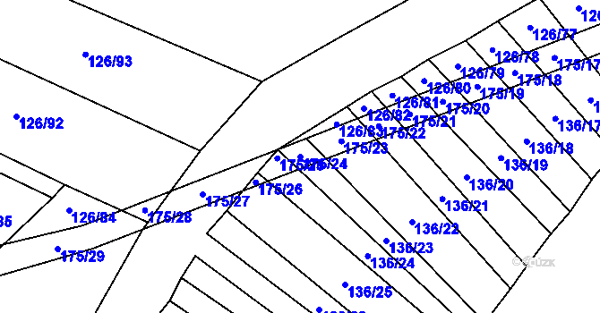 Parcela st. 175/24 v KÚ Držkovice, Katastrální mapa