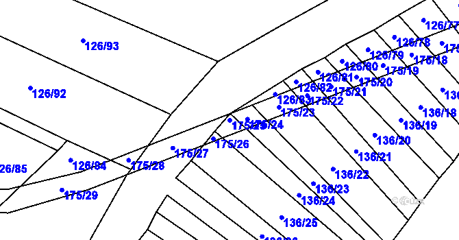 Parcela st. 175/25 v KÚ Držkovice, Katastrální mapa
