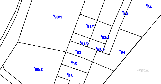 Parcela st. 91/2 v KÚ Držkovice, Katastrální mapa