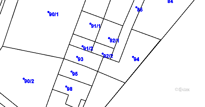 Parcela st. 92/2 v KÚ Držkovice, Katastrální mapa