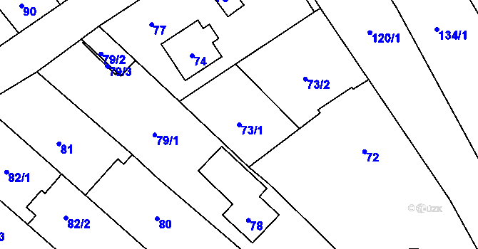 Parcela st. 73/1 v KÚ Palhanec, Katastrální mapa