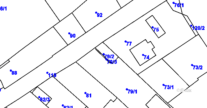Parcela st. 79/2 v KÚ Palhanec, Katastrální mapa