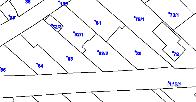 Parcela st. 82/2 v KÚ Palhanec, Katastrální mapa