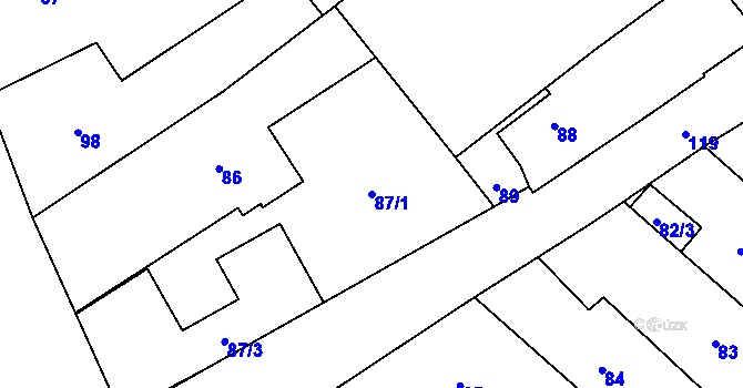 Parcela st. 87/1 v KÚ Palhanec, Katastrální mapa
