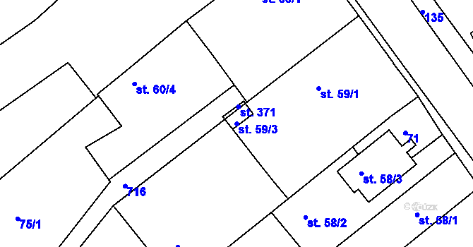 Parcela st. 59/3 v KÚ Vávrovice, Katastrální mapa