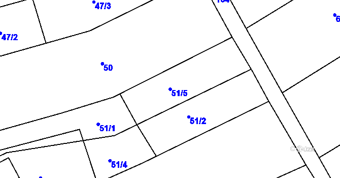 Parcela st. 51/5 v KÚ Vávrovice, Katastrální mapa