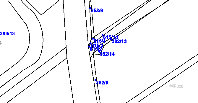 Parcela st. 362/14 v KÚ Vávrovice, Katastrální mapa