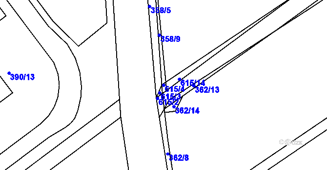 Parcela st. 615/4 v KÚ Vávrovice, Katastrální mapa