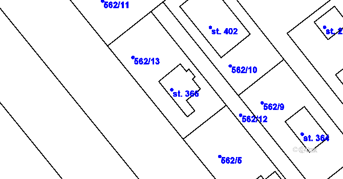 Parcela st. 366 v KÚ Vávrovice, Katastrální mapa