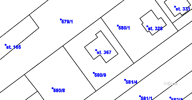 Parcela st. 367 v KÚ Vávrovice, Katastrální mapa