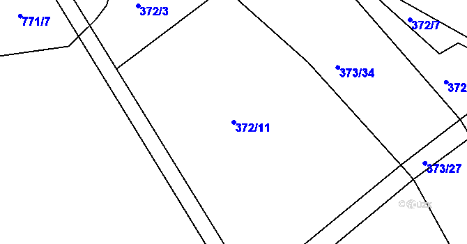 Parcela st. 372/11 v KÚ Vávrovice, Katastrální mapa