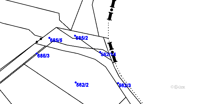 Parcela st. 562/14 v KÚ Vávrovice, Katastrální mapa