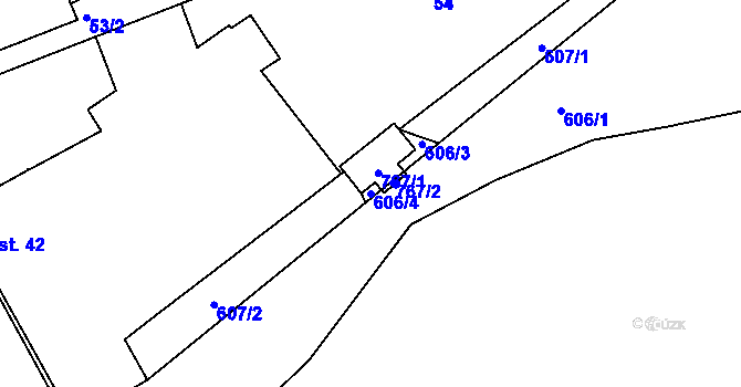 Parcela st. 606/4 v KÚ Vávrovice, Katastrální mapa