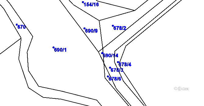 Parcela st. 690/14 v KÚ Vávrovice, Katastrální mapa