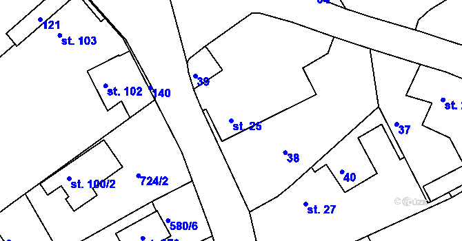 Parcela st. 25 v KÚ Vávrovice, Katastrální mapa