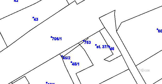 Parcela st. 37/2 v KÚ Vávrovice, Katastrální mapa