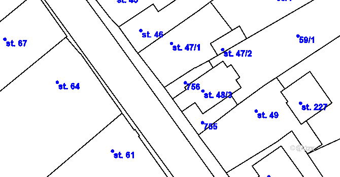Parcela st. 48/2 v KÚ Vávrovice, Katastrální mapa