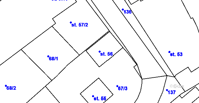 Parcela st. 56 v KÚ Vávrovice, Katastrální mapa
