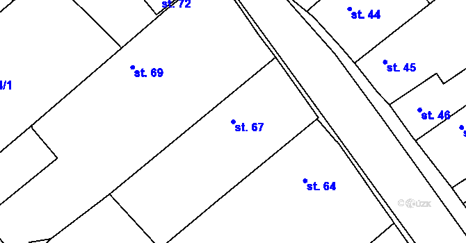 Parcela st. 67 v KÚ Vávrovice, Katastrální mapa