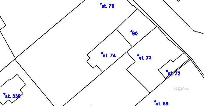 Parcela st. 74 v KÚ Vávrovice, Katastrální mapa