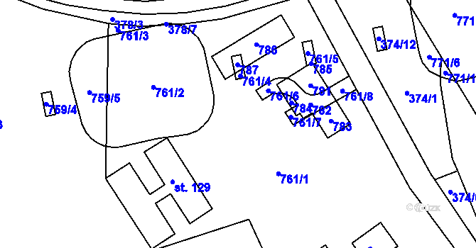 Parcela st. 127/7 v KÚ Vávrovice, Katastrální mapa