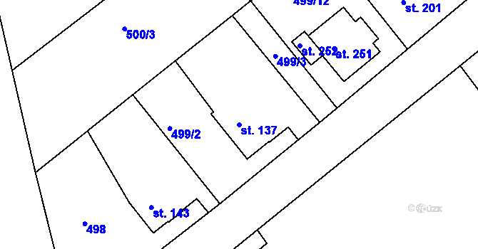 Parcela st. 137 v KÚ Vávrovice, Katastrální mapa