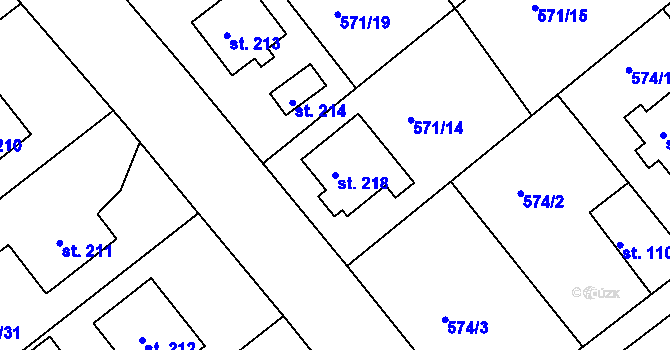 Parcela st. 218 v KÚ Vávrovice, Katastrální mapa