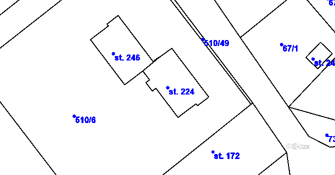 Parcela st. 224 v KÚ Vávrovice, Katastrální mapa