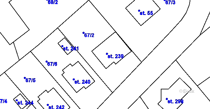 Parcela st. 239 v KÚ Vávrovice, Katastrální mapa
