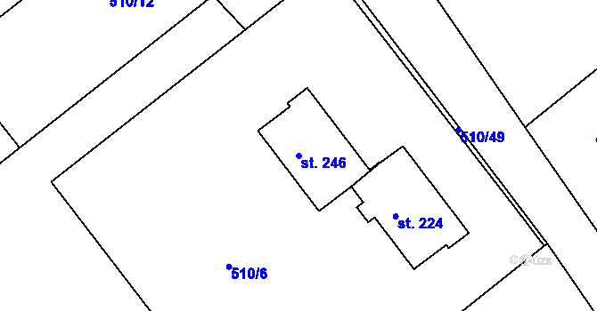 Parcela st. 246 v KÚ Vávrovice, Katastrální mapa
