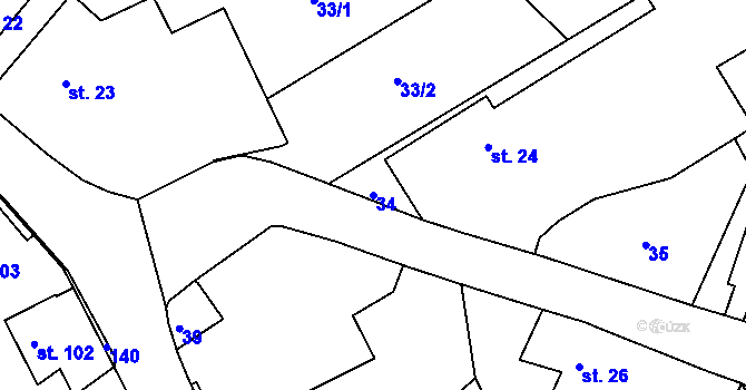 Parcela st. 34 v KÚ Vávrovice, Katastrální mapa