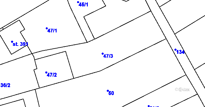 Parcela st. 47/3 v KÚ Vávrovice, Katastrální mapa