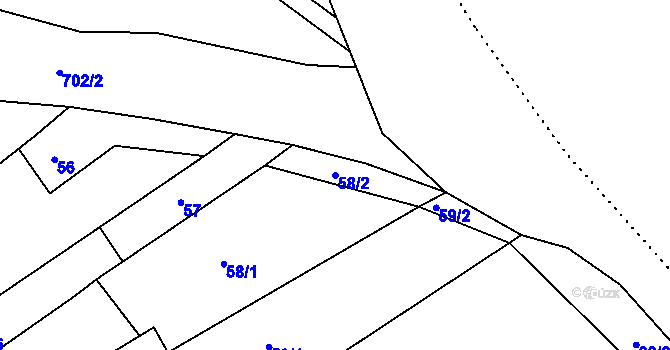 Parcela st. 58/2 v KÚ Vávrovice, Katastrální mapa