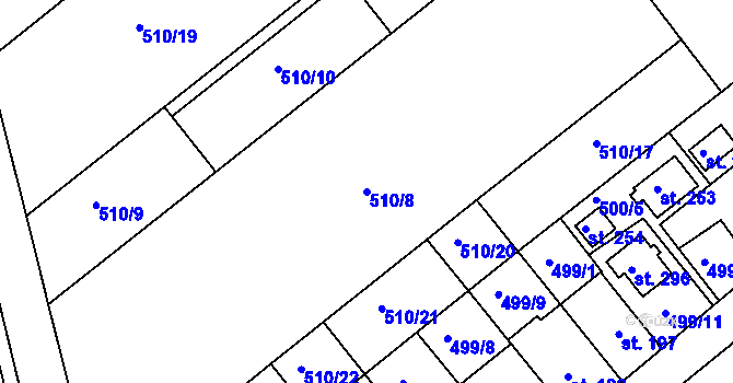 Parcela st. 510/8 v KÚ Vávrovice, Katastrální mapa