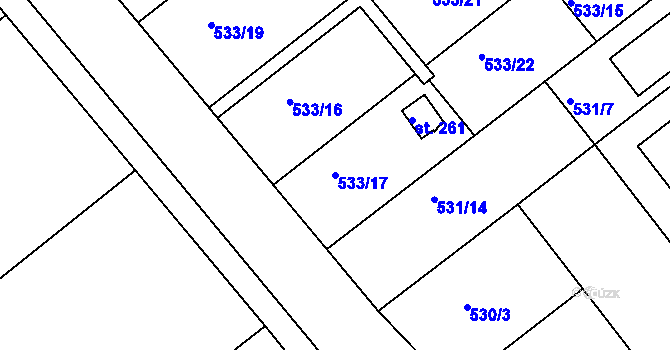 Parcela st. 533/17 v KÚ Vávrovice, Katastrální mapa
