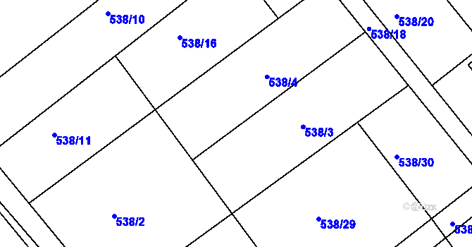 Parcela st. 538/3 v KÚ Vávrovice, Katastrální mapa