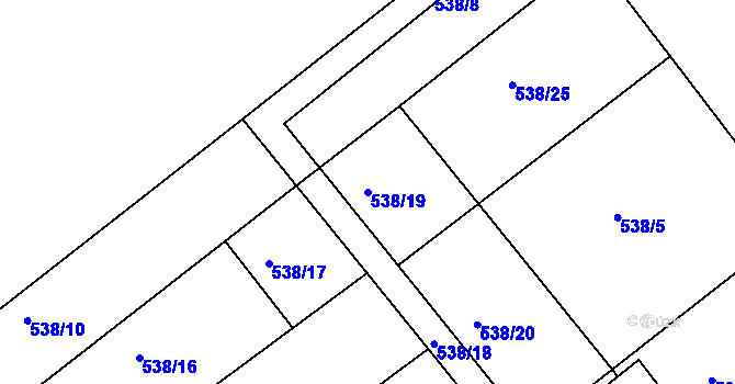 Parcela st. 538/19 v KÚ Vávrovice, Katastrální mapa